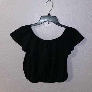 Black cropped off the shoulder blouse